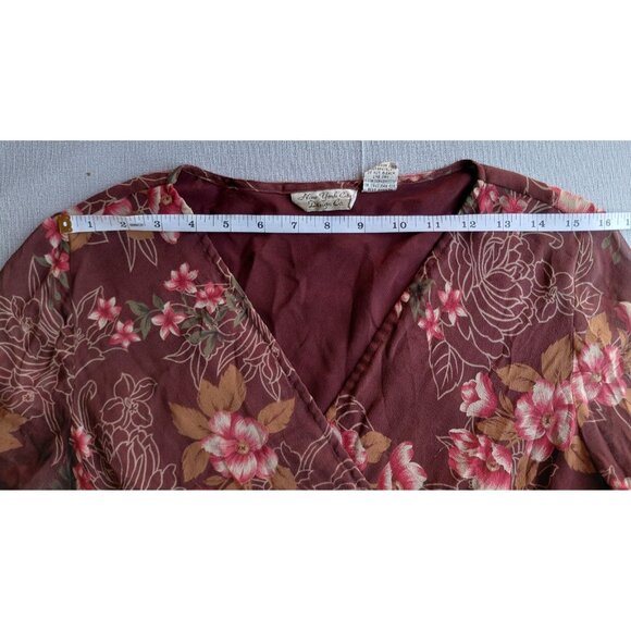 Y2K Silk Floral Babydoll Long Bell Sleeves Blouse XL Fall Fairycore Gypsy Boho - Picture 9 of 13